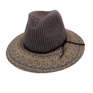 Four Buttons Knit Fedora Hat Women's One Size Taupe Casual Bohemian Festival